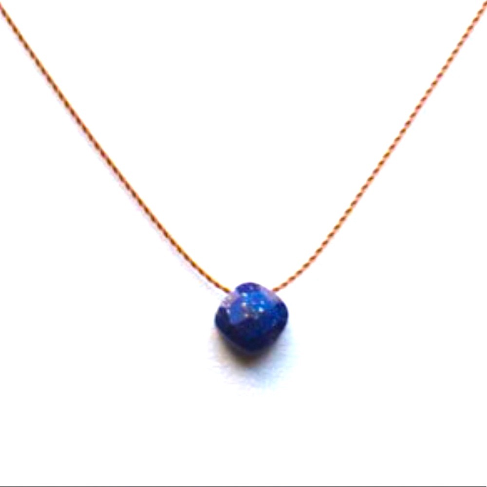 Blue Lapis Lazuli Briolette on Silk Cord